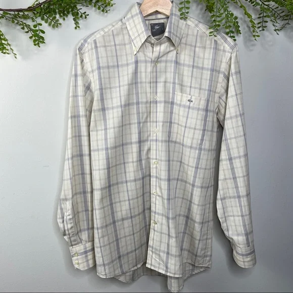 Lacoste plaid 2 pack shirt bundle - sz 38 (small, neck 14.5) - Picture 2 of 13